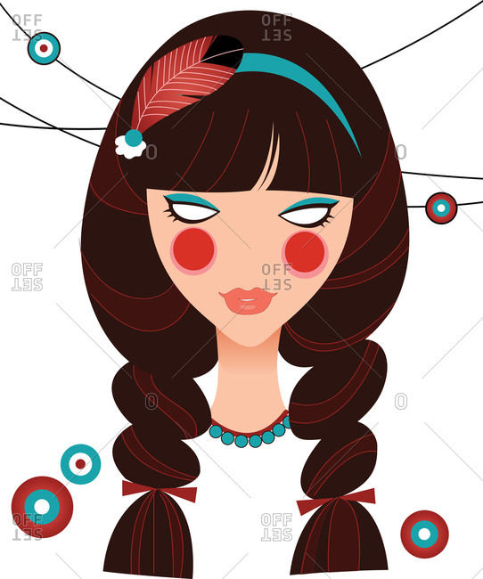 A fashionable young woman with a circle motif