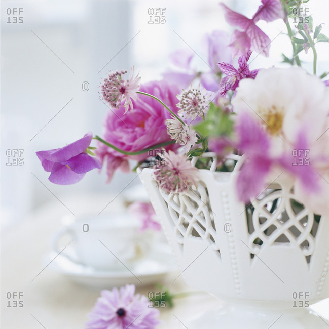 Flowers in a white vase,  Sweden.