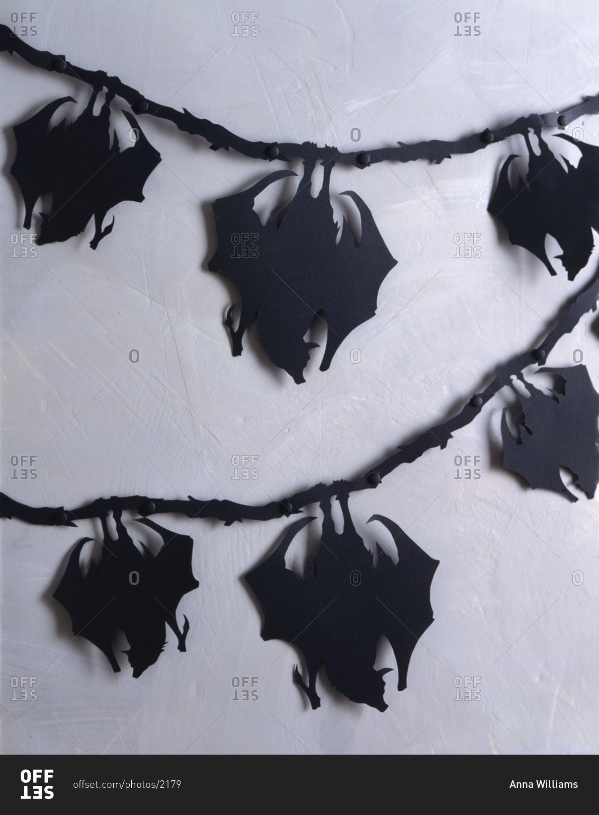 Halloween bat decoration garland on the wall