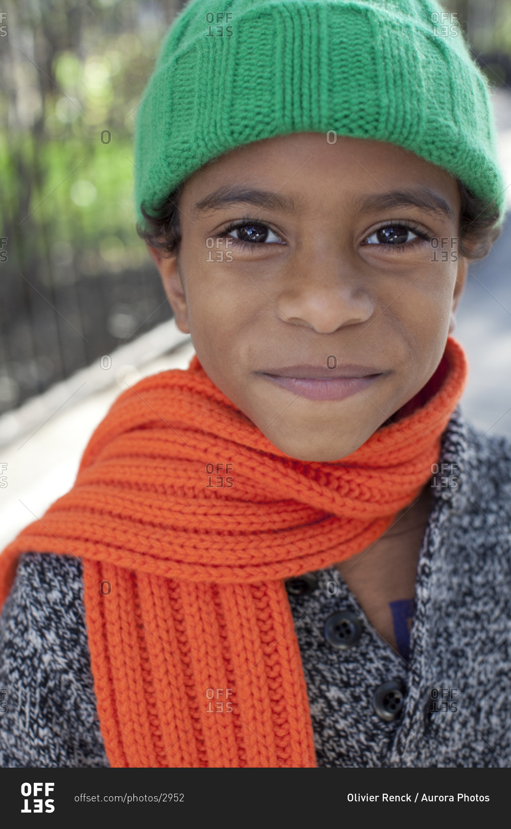 A portrait of a young boy taken in Harlem, New York stock photo - OFFSET