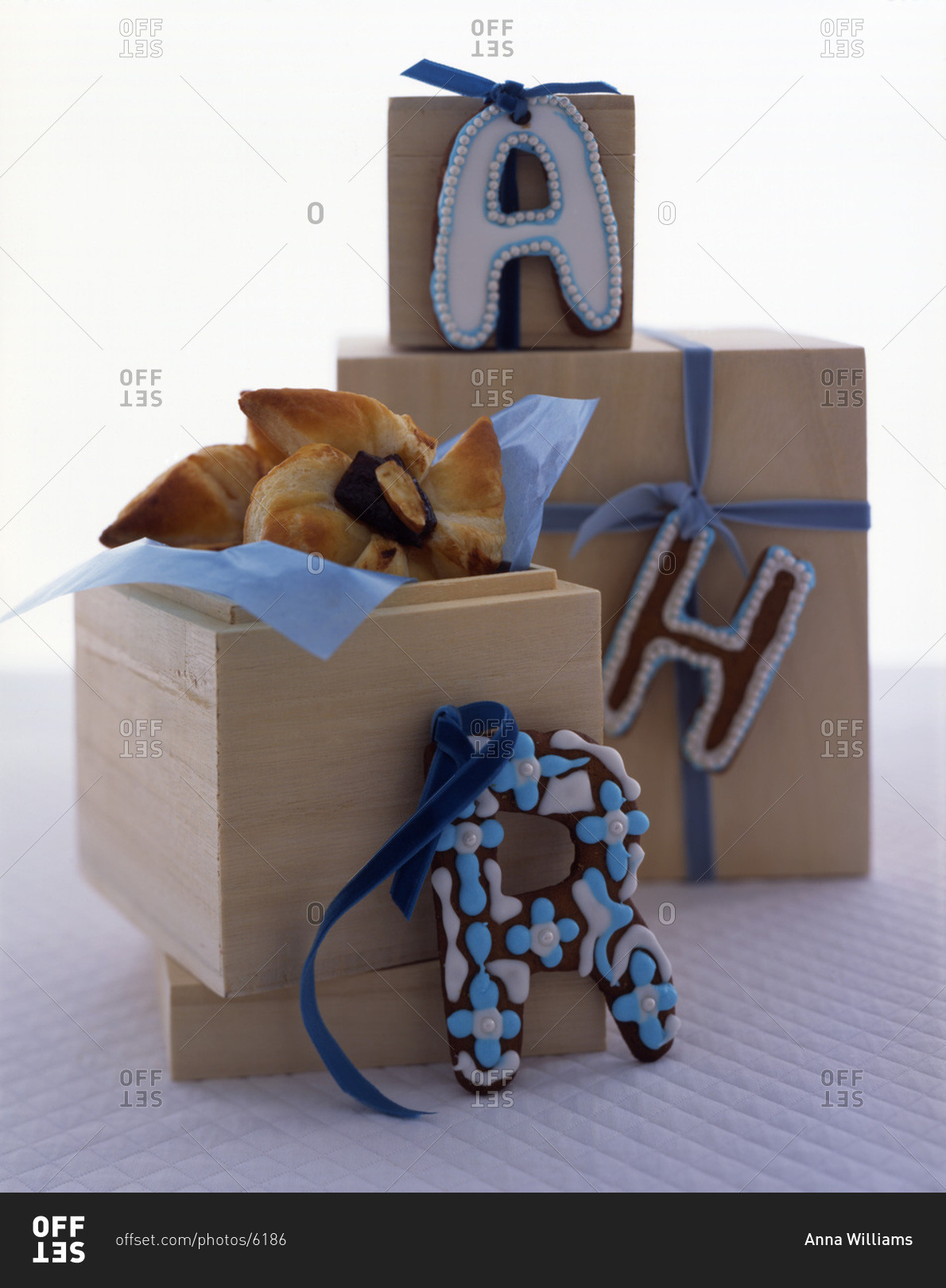 Edible gifts in wooden boxes.