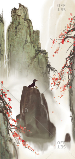 Dachshund on top of mountain