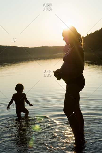 Mother and child by the water, Sweden