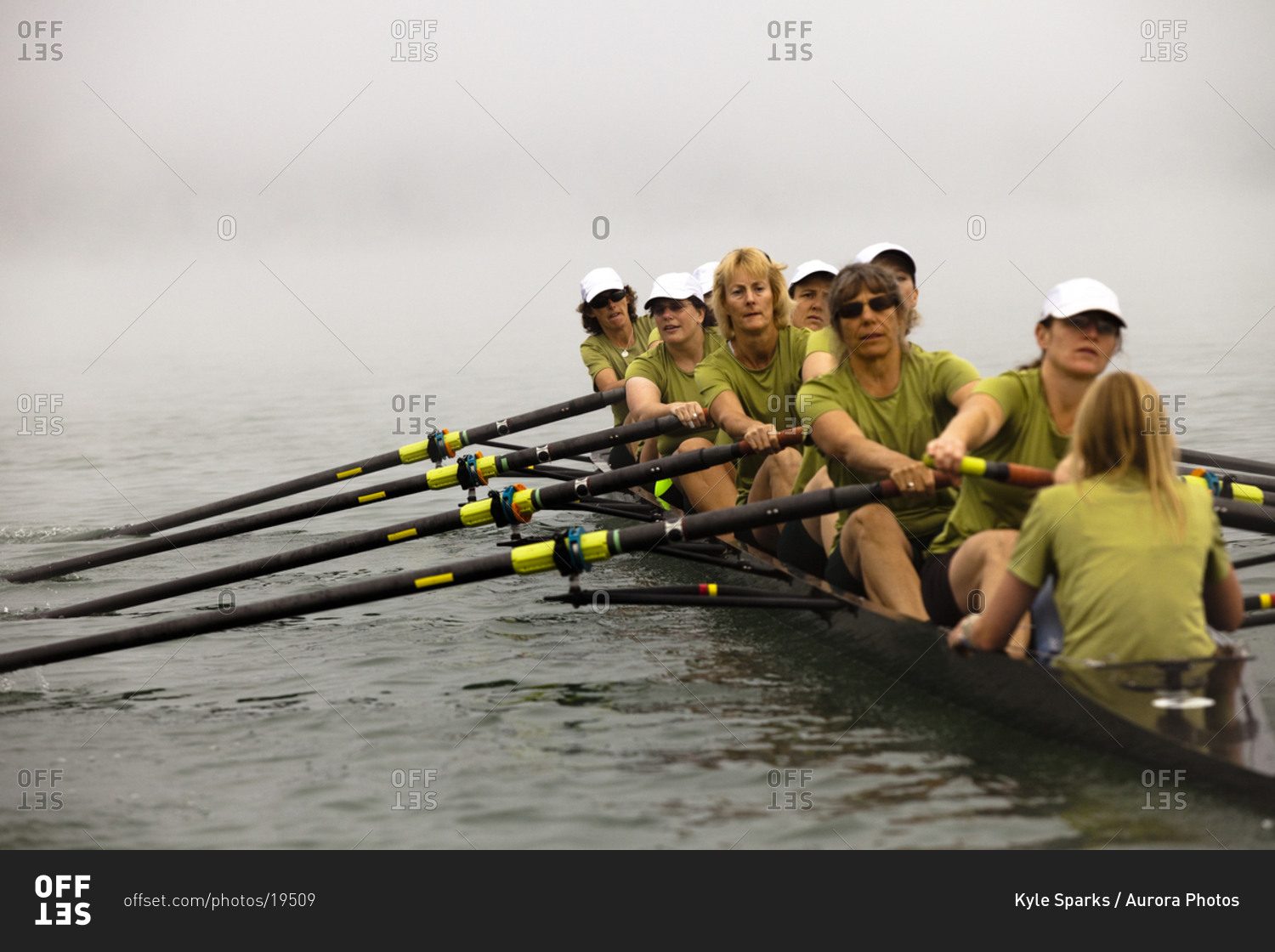 The Lake Casitas Rowing Team works some on drills at Lake Casitas in Ojai, California.