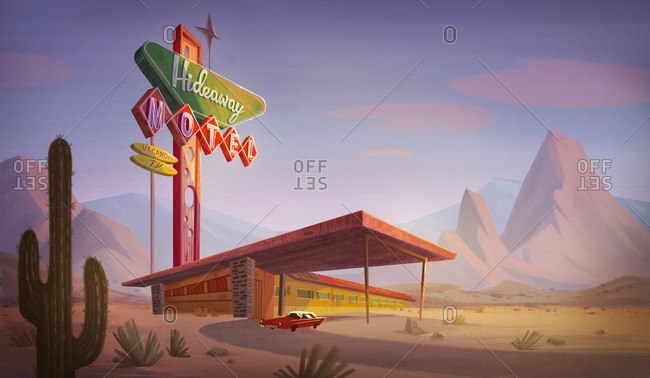 Retro motel in desert Nevada