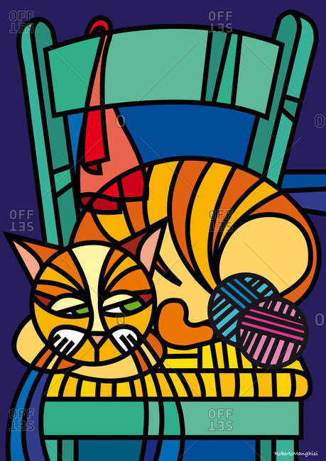 Illustration of Cat on Chair