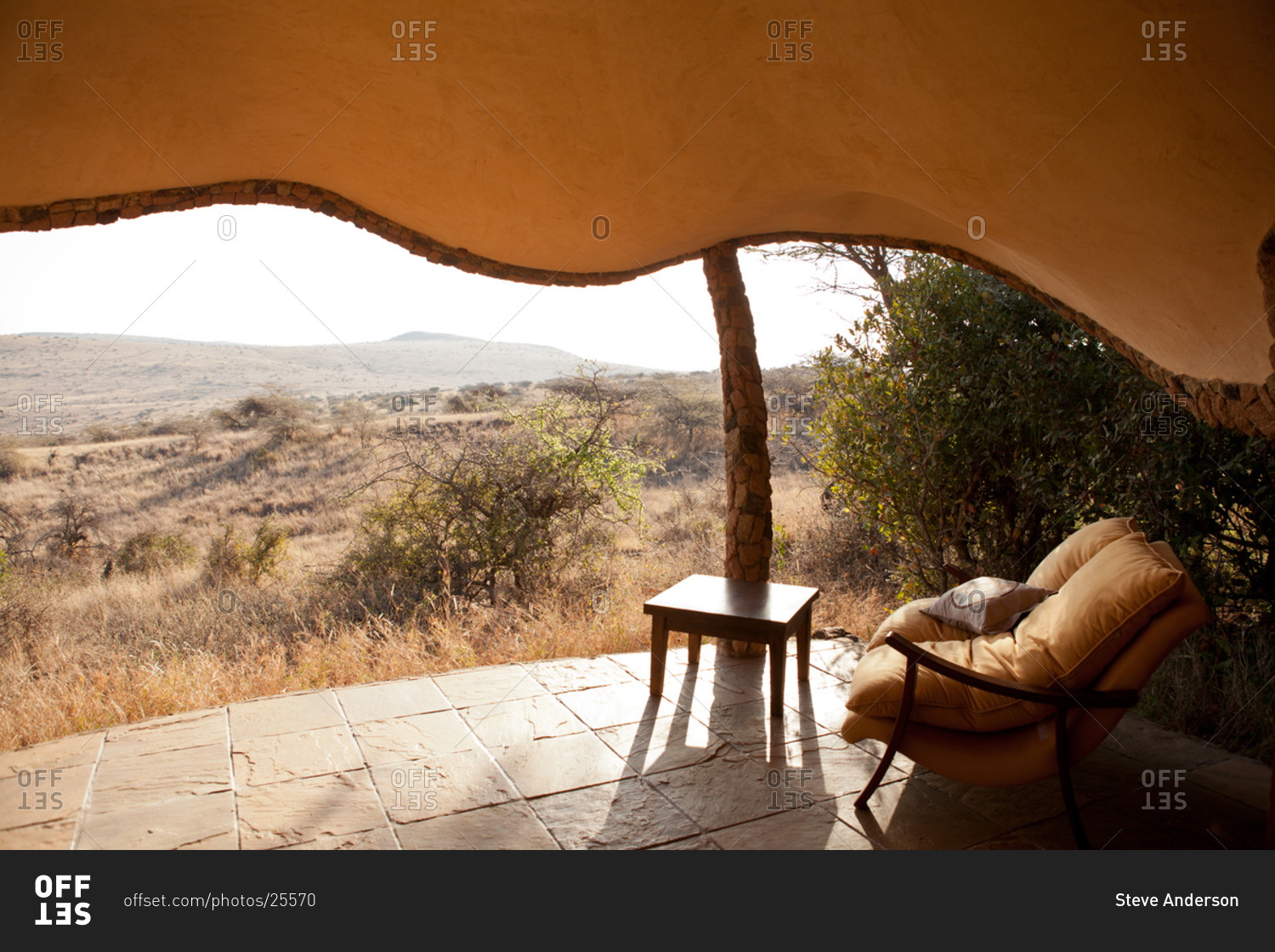 Private veranda situated at a tented camp hotel in Kenya