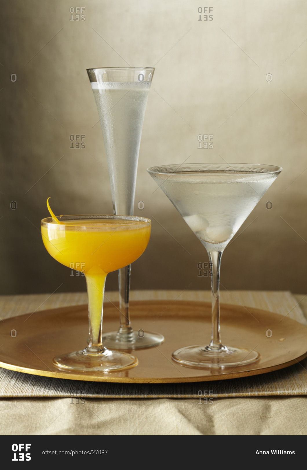 Three gin cocktails: bronx cocktail (with orange juice and sweet ...