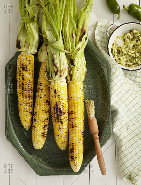 Roasted corns and spicy butter overhead