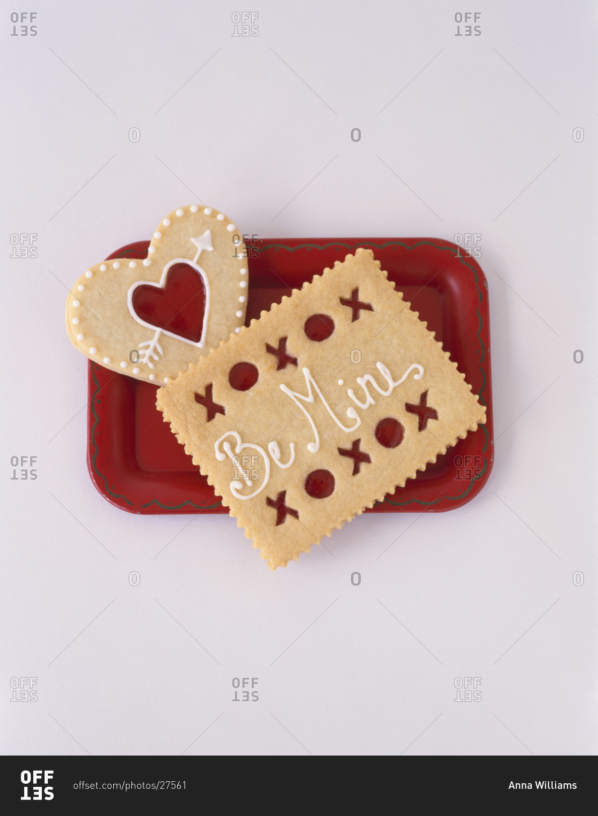 Composition with little festive cookies decorated for Saint Valentine's Day