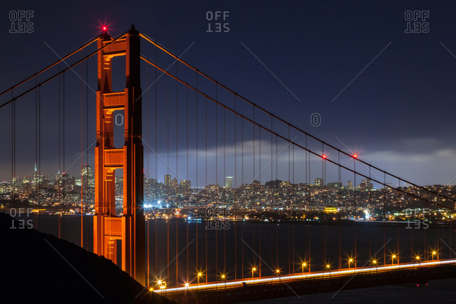 Golden Gate Bridge at twilight in San Francisco, California, USA