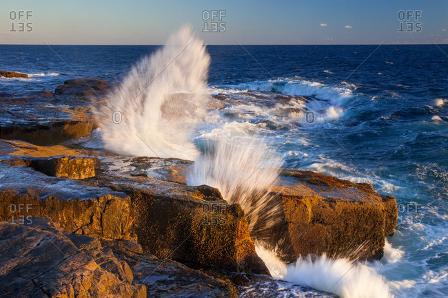 Crashing waves at Schoodic Point in Acadia National Park, Maine, USA