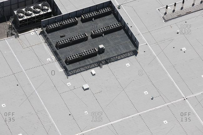 Aerial view of a building roof