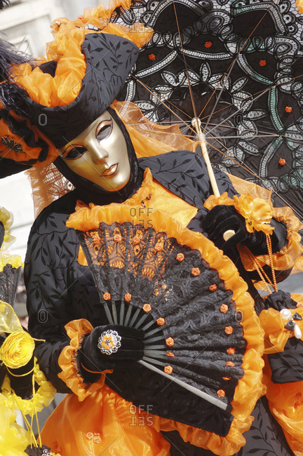 A man in costume at the Venice Carnival