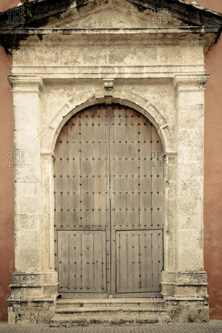Classic Stone Arched Entrance Double Door
