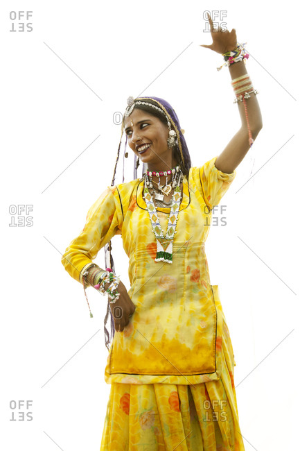 Woman in traditional yellow garb