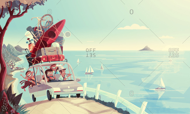 Family traveling for summer vacation