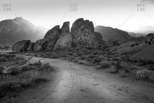 Road through Alabama Hills in California