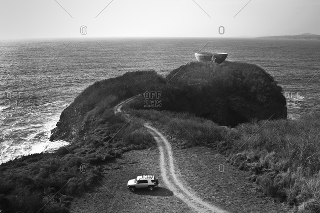 Black and white seascape at Costa Careyes, Mexico