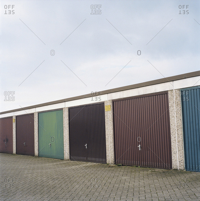 A row of storage units