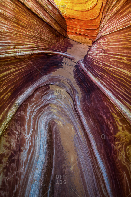 The West entrance to The Wave Coyote Buttes Permit Area, Vermillion Cliffs National Monument in Arizona