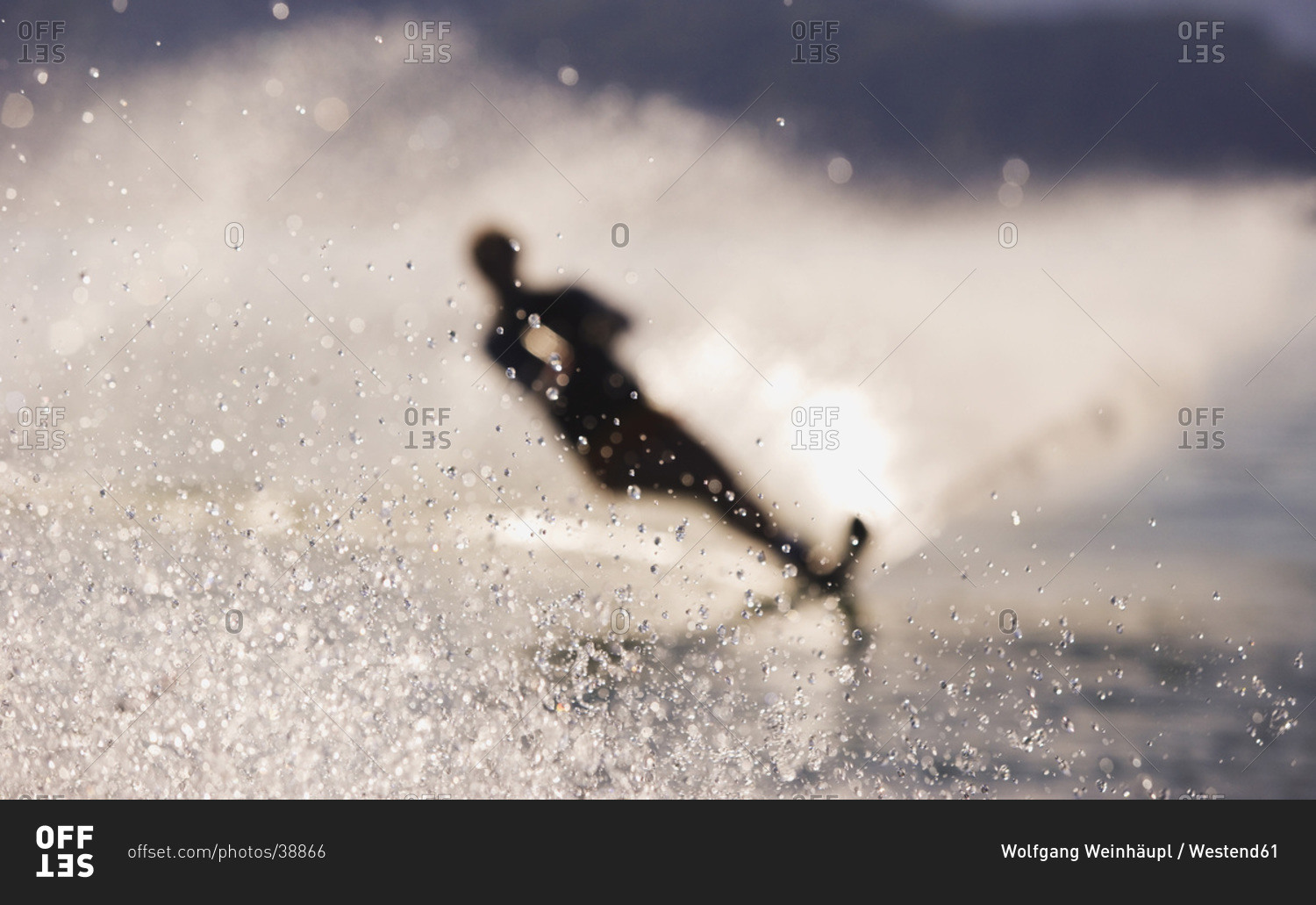 Silhouette of a water-skier