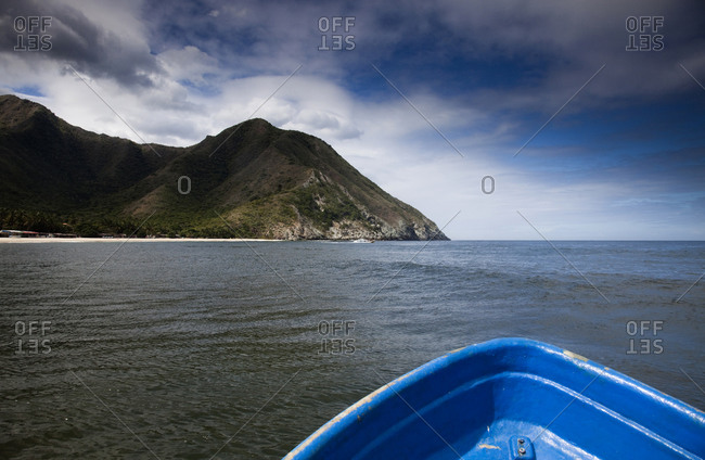 The rugged coastline as seen from the front of a boat near the remote village of chuao, venezuela