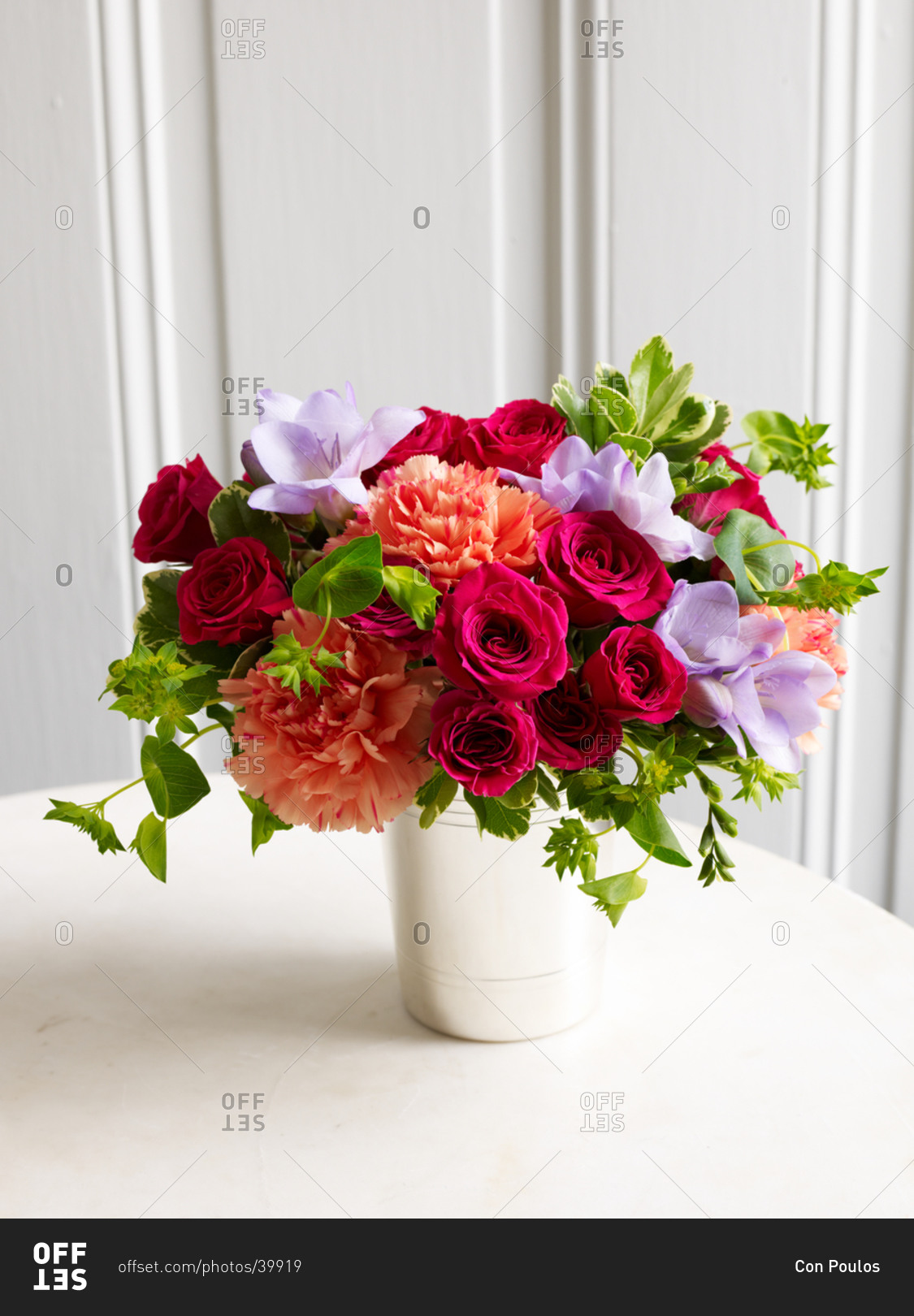 Colorful spring flowers in vase