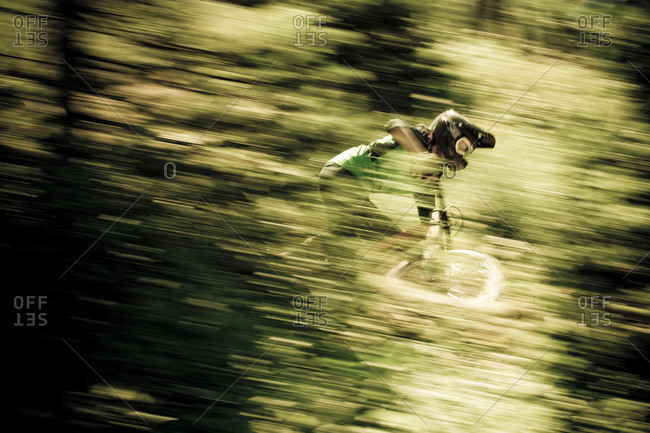 action shot of man cycling