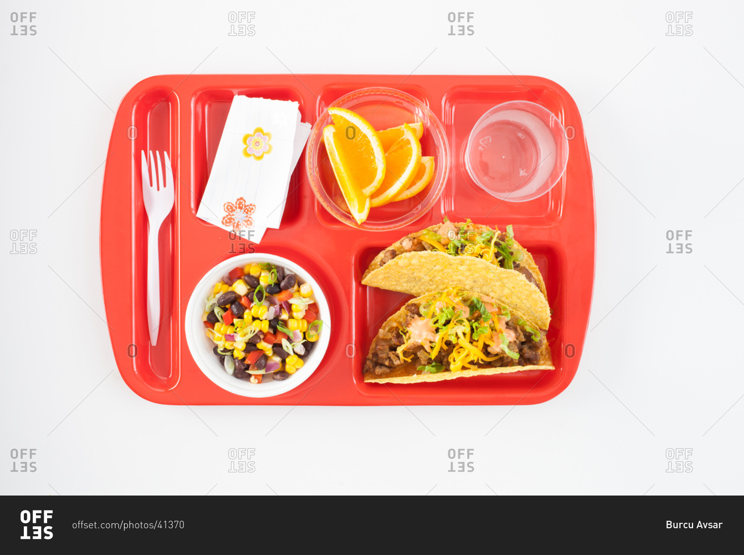 Hard Shell Tacos served on lunch tray