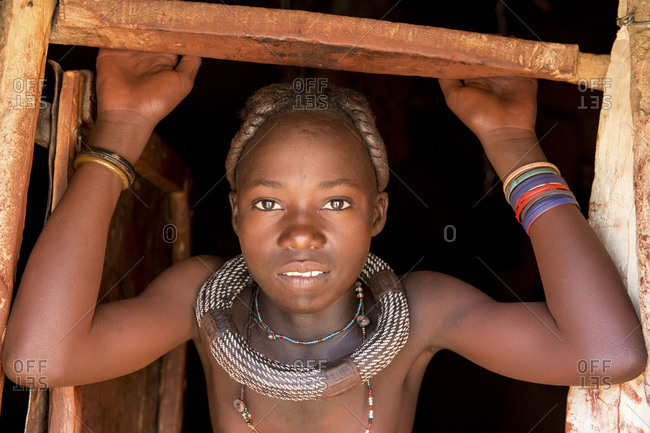 Smiling Himba girl in Namibia