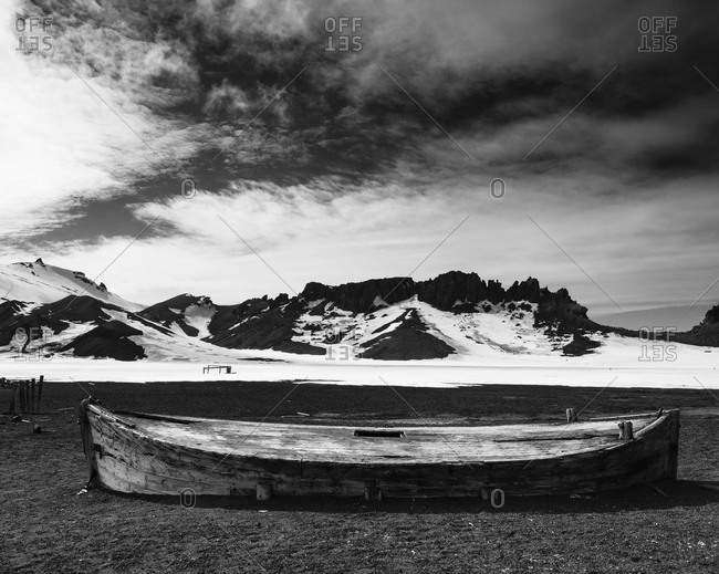 Old abandoned boat in Antarctica