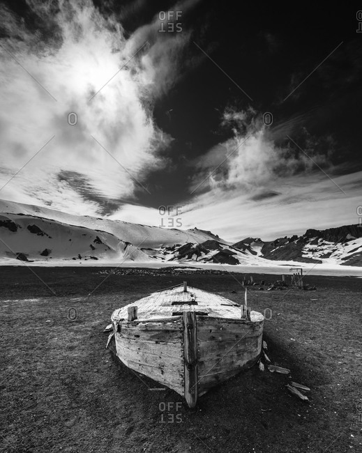Old abandoned boat in Antarctica