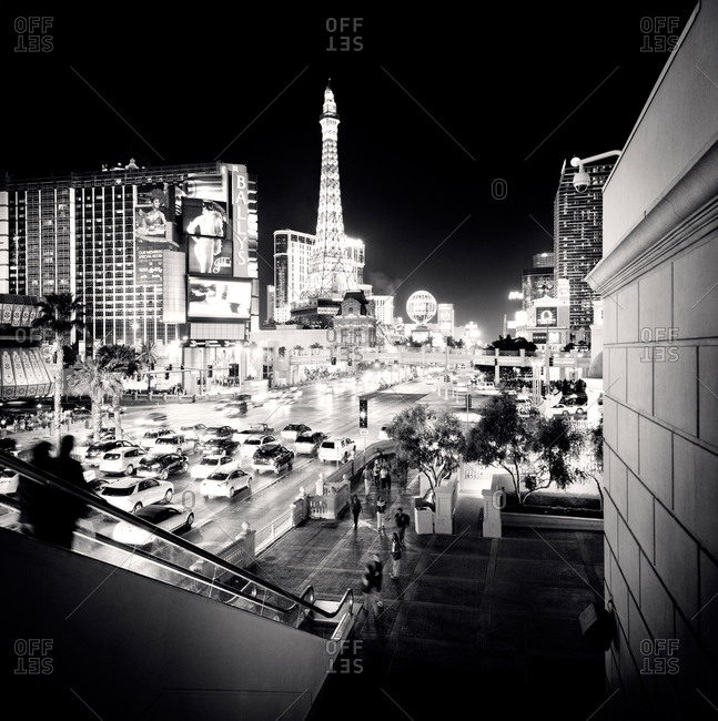 Black and white shot of Las Vegas Strip