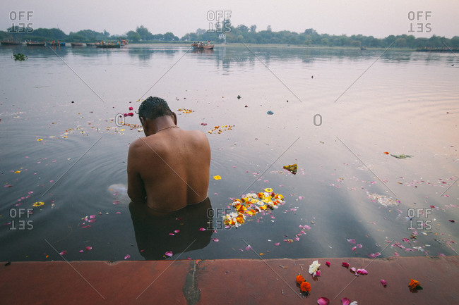 Morning ritual on the Ganges river in Varanasi, India
