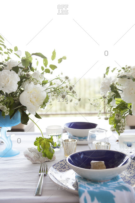 Still-life of elegant table setting in Mediterranean-style