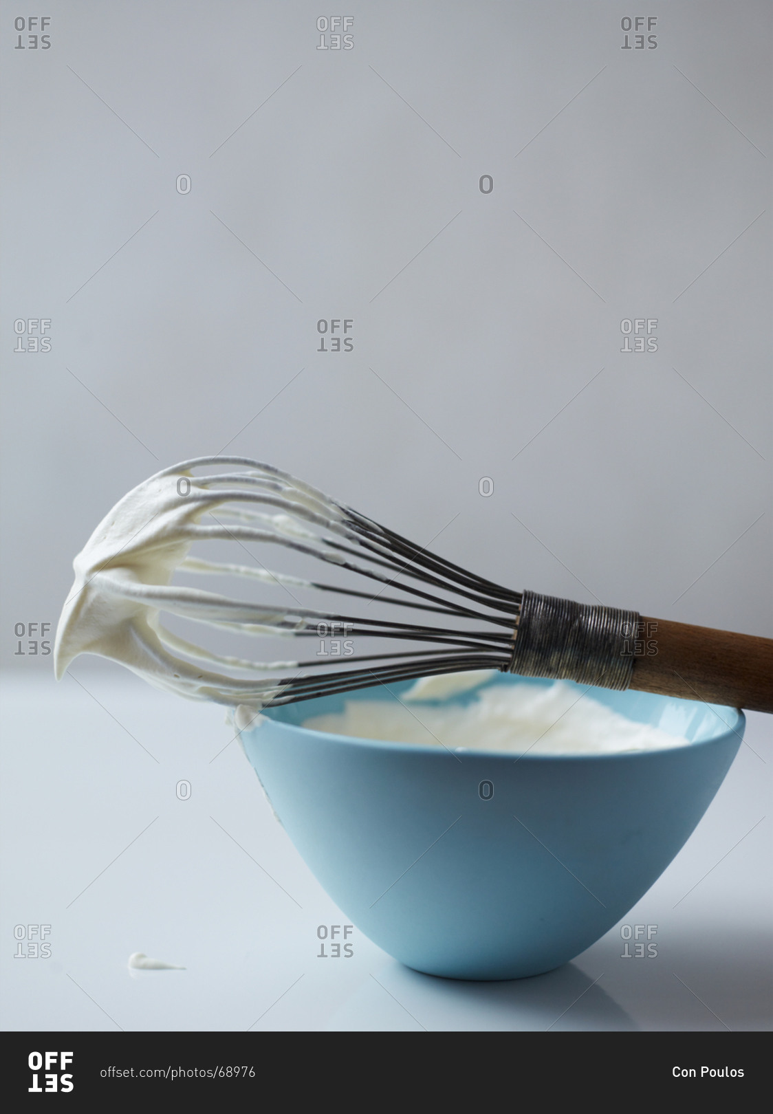 Whisk and bowl left after whipping cream