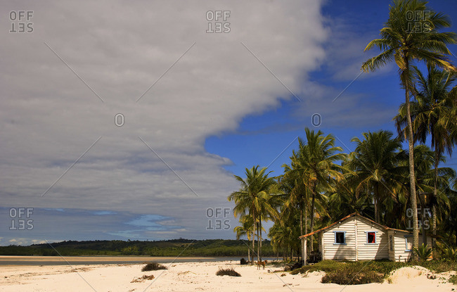 Lonely cottage on coastline