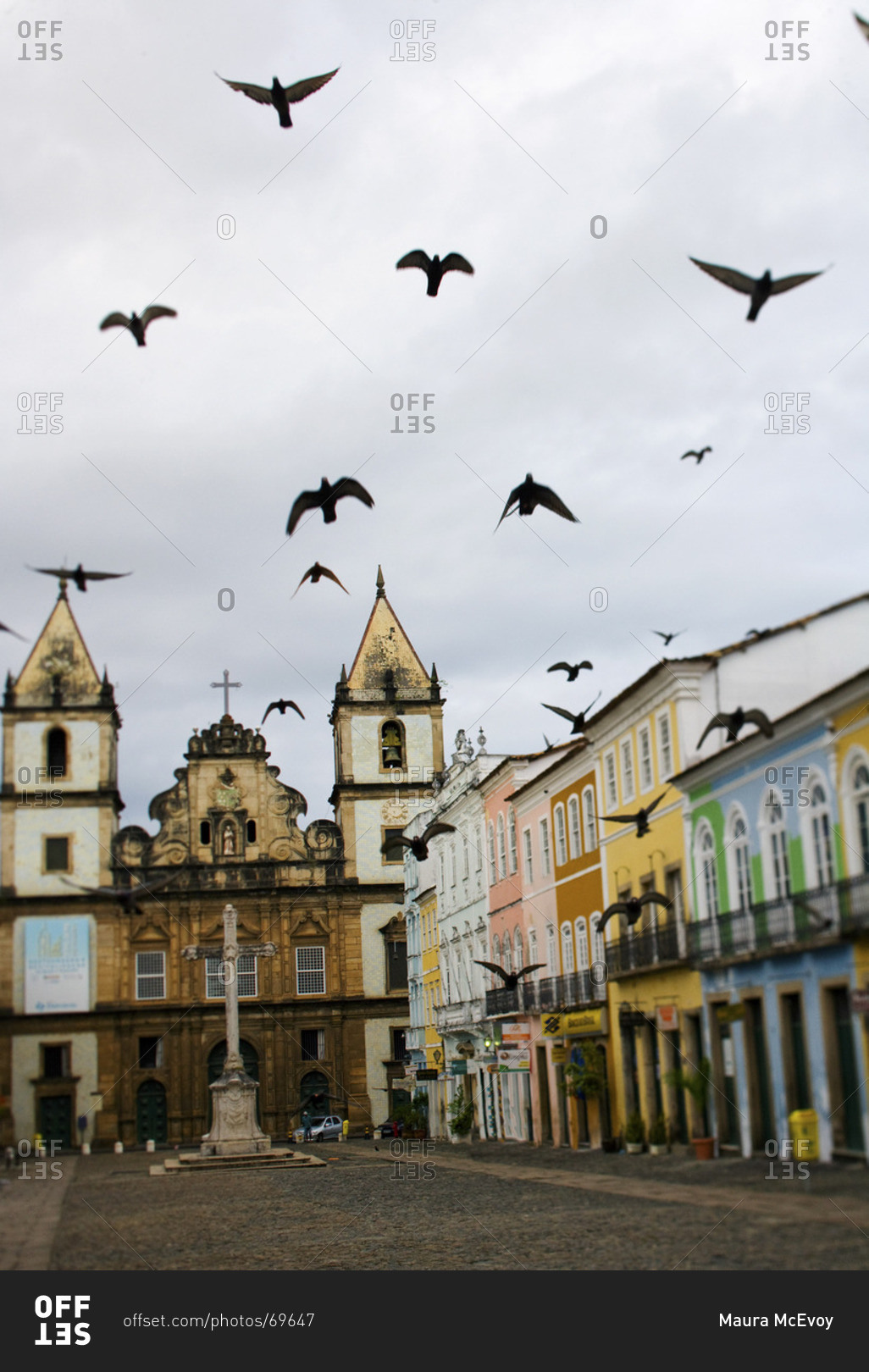 Beautiful church and colorful buildings in Salvador, Bahia