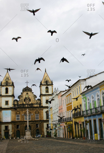 Beautiful church and colorful buildings in Salvador, Bahia