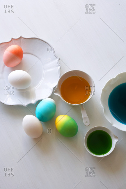 Colorful Easter eggs and dye