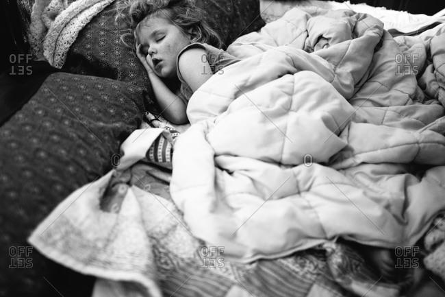 Close up of a little girl sleeping