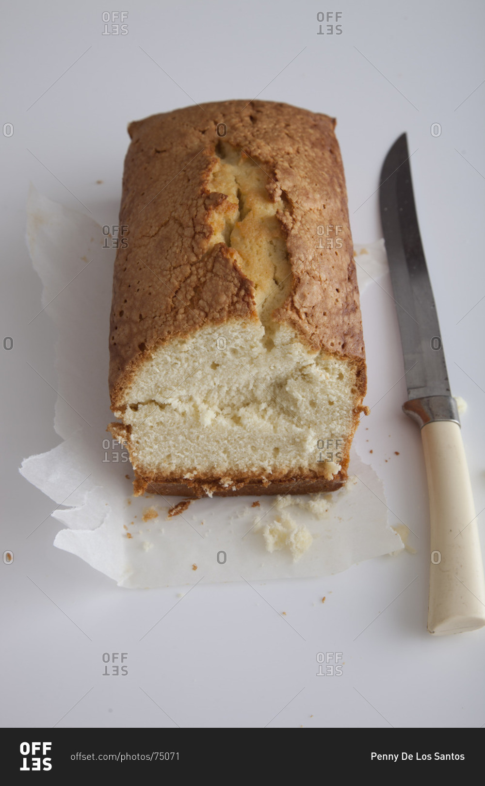 Golden brown loaf of Elvis Presley pound cake. stock photo OFFSET