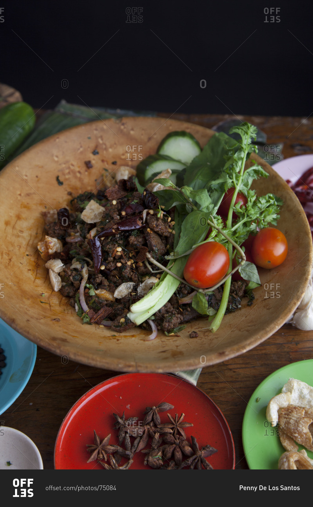 Laab, Thai Minced Pork Salad with kaffir lime leaves, lemongrass ...