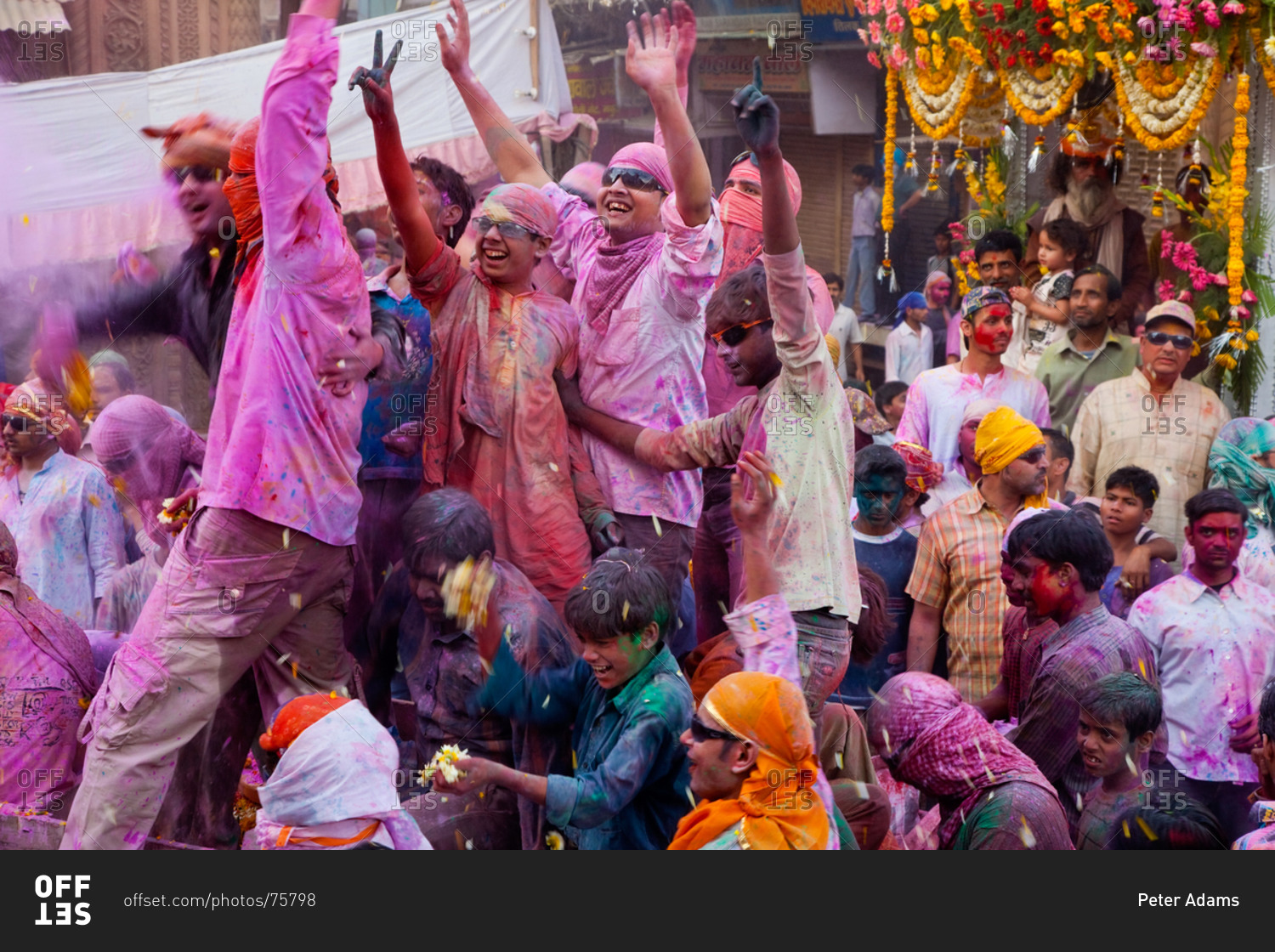 Celebration of Holi Festival, Mathura, Uttar Pradesh, India stock photo
