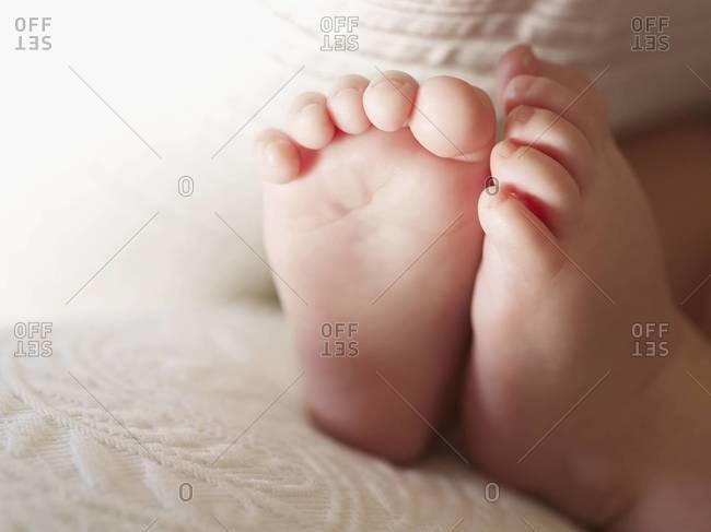 Close up of Caucasian baby's feet