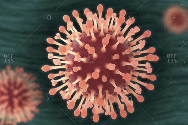Illustration of flu virus particles