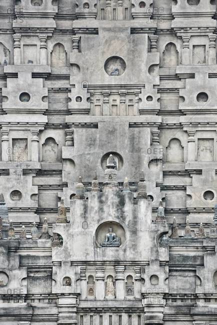 Detail of Mahabodhi Temple in Bodh Gaya, India