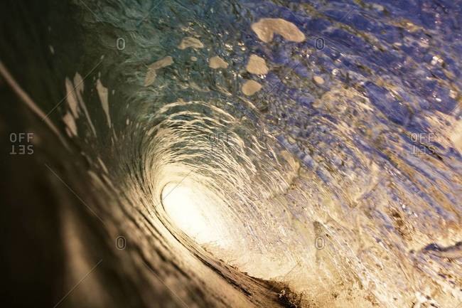 View from inside the tube of a crashing wave