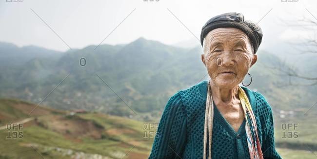 Sapa, Vietnam - April 1,2013: Portrait of an elderly woman
